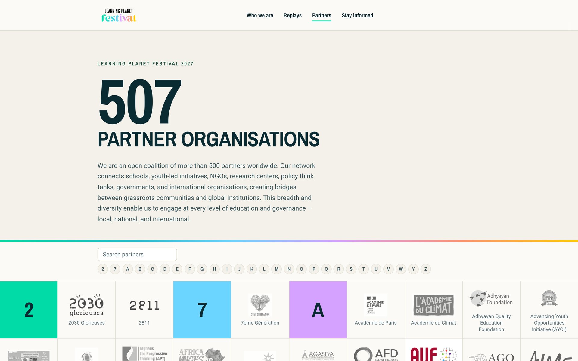 L’annuaire des 507 organisations partenaires